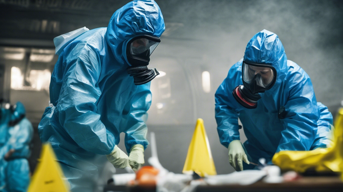 two workers in blue suits during Biomedical and Pharmaceutical Waste Disposal Services in Garland, TX